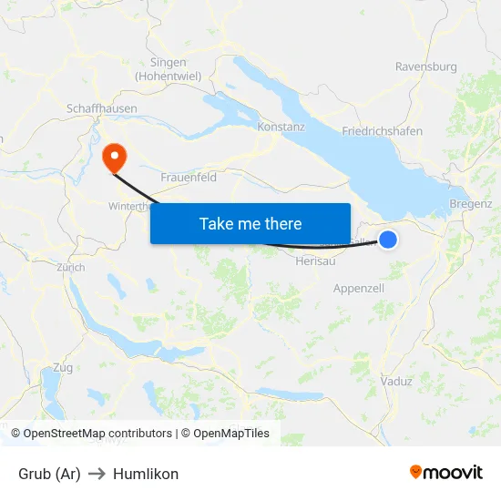 Grub (Ar) to Humlikon map