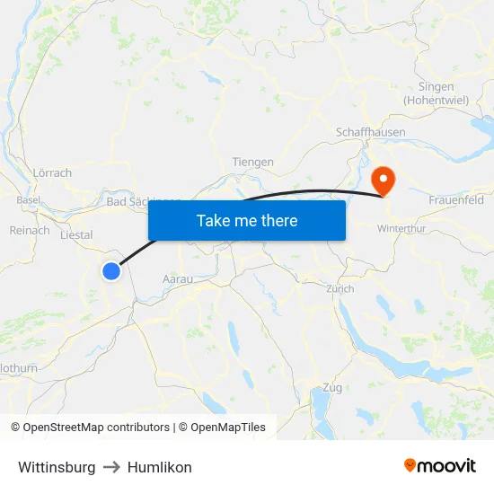 Wittinsburg to Humlikon map