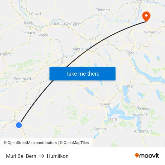 Muri Bei Bern to Humlikon map
