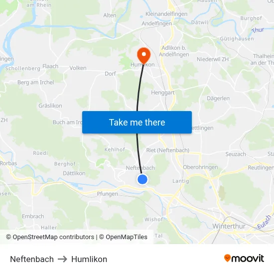 Neftenbach to Humlikon map