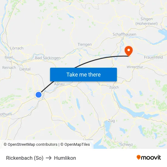 Rickenbach (So) to Humlikon map