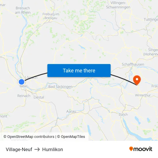 Village-Neuf to Humlikon map