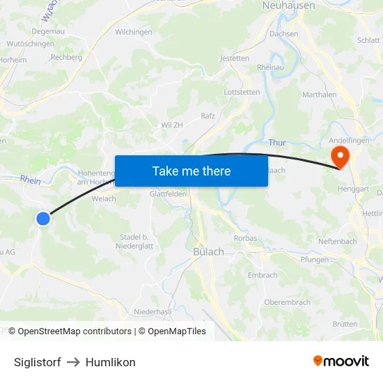 Siglistorf to Humlikon map