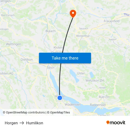 Horgen to Humlikon map