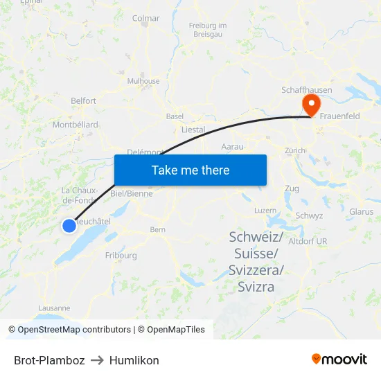 Brot-Plamboz to Humlikon map