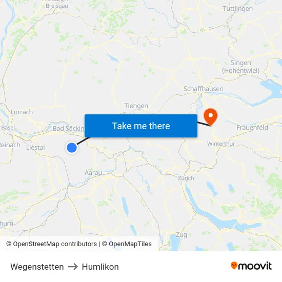 Wegenstetten to Humlikon map