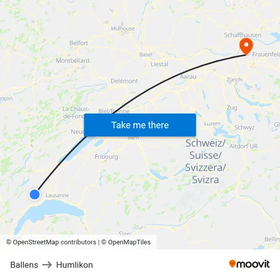 Ballens to Humlikon map