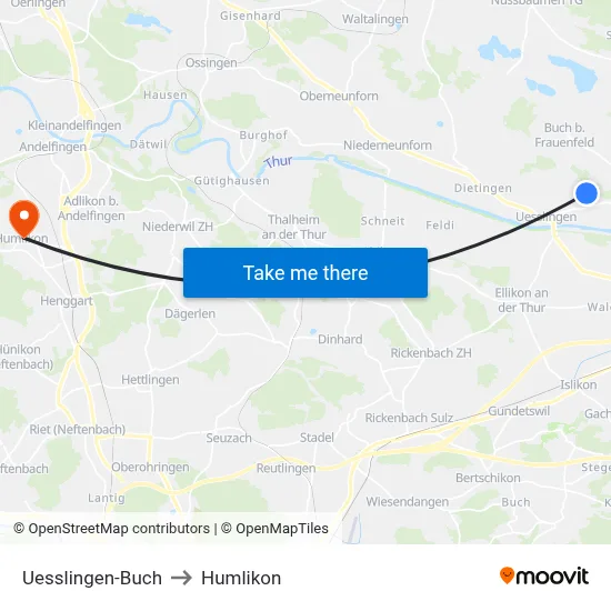 Uesslingen-Buch to Humlikon map