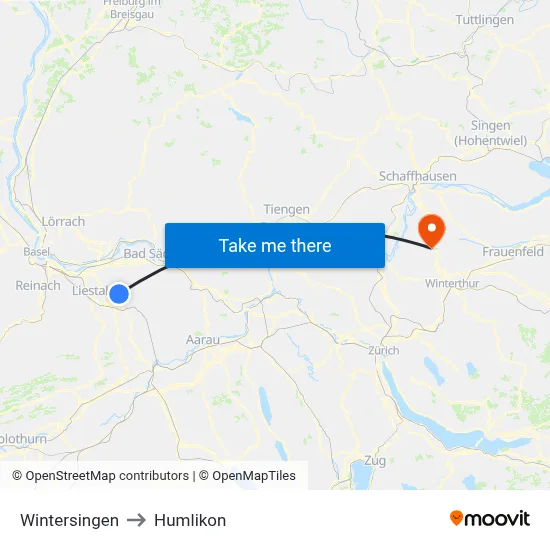 Wintersingen to Humlikon map