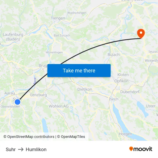 Suhr to Humlikon map