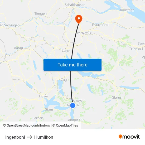 Ingenbohl to Humlikon map