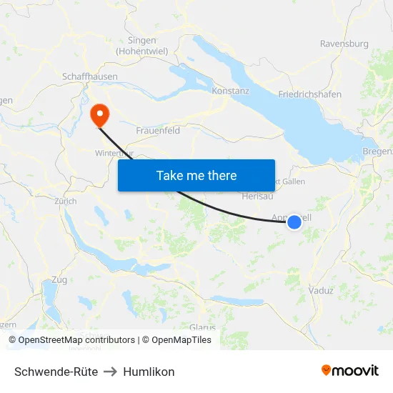Schwende-Rüte to Humlikon map