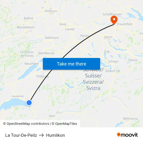La Tour-De-Peilz to Humlikon map