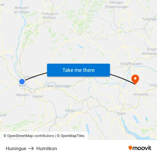 Huningue to Humlikon map