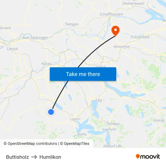 Buttisholz to Humlikon map
