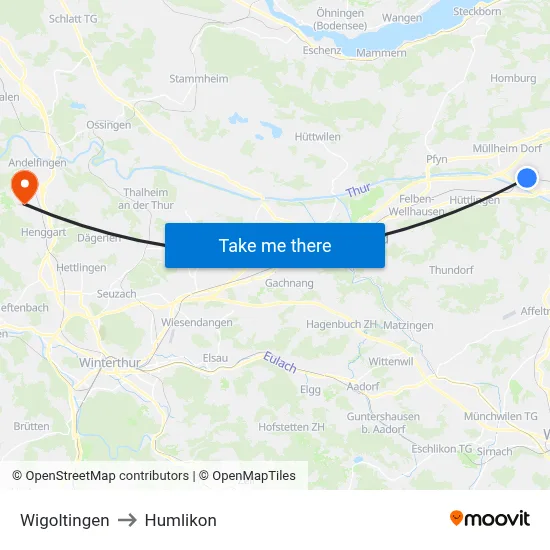 Wigoltingen to Humlikon map