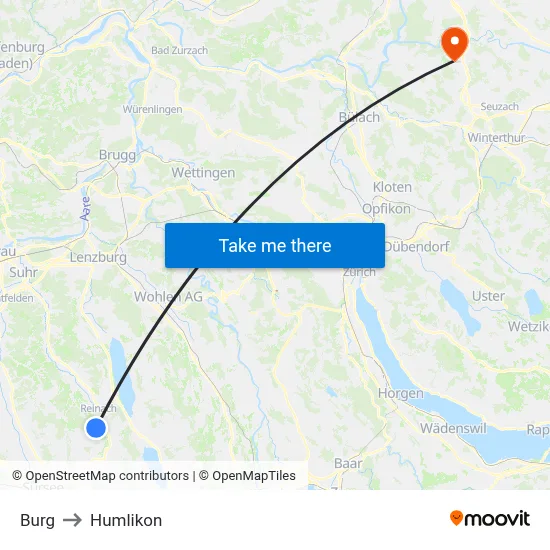 Burg to Humlikon map