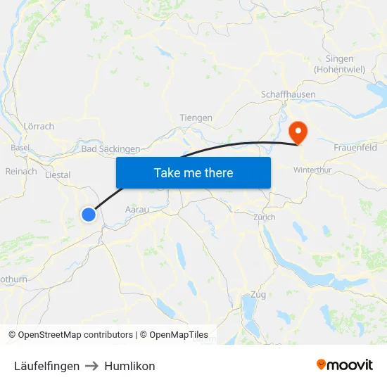 Läufelfingen to Humlikon map