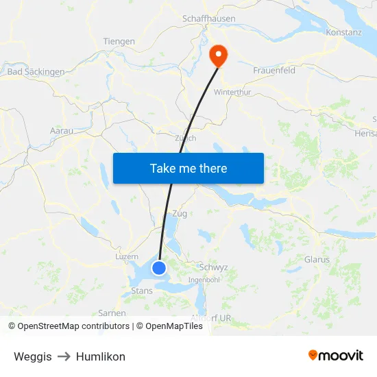Weggis to Humlikon map