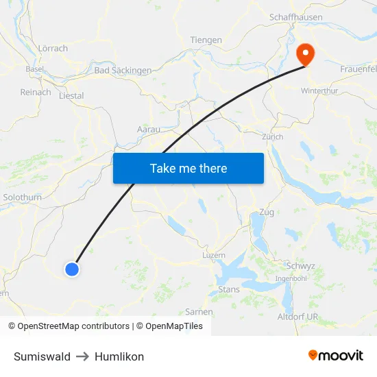 Sumiswald to Humlikon map