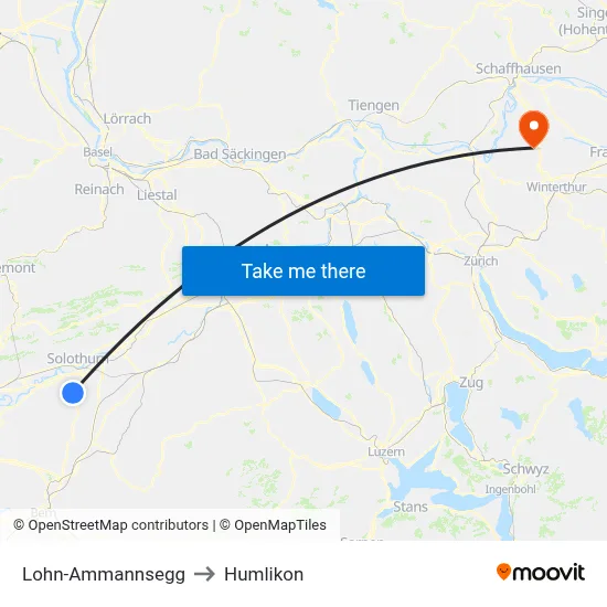Lohn-Ammannsegg to Humlikon map