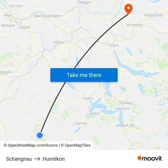 Schangnau to Humlikon map