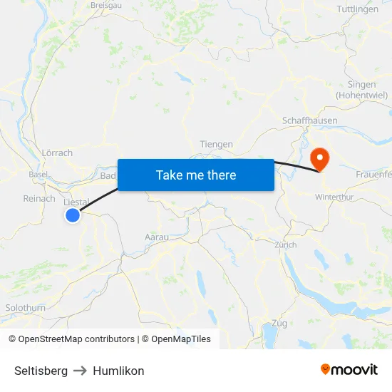 Seltisberg to Humlikon map