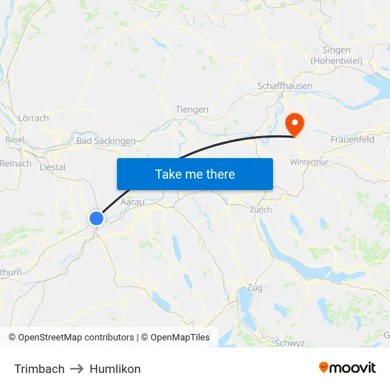 Trimbach to Humlikon map