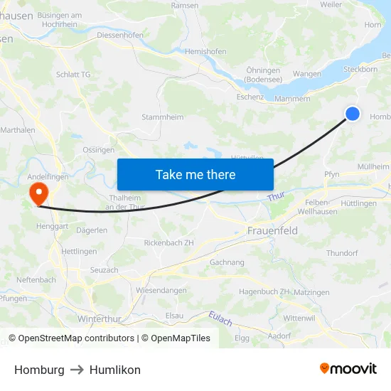 Homburg to Humlikon map