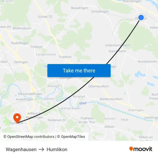 Wagenhausen to Humlikon map