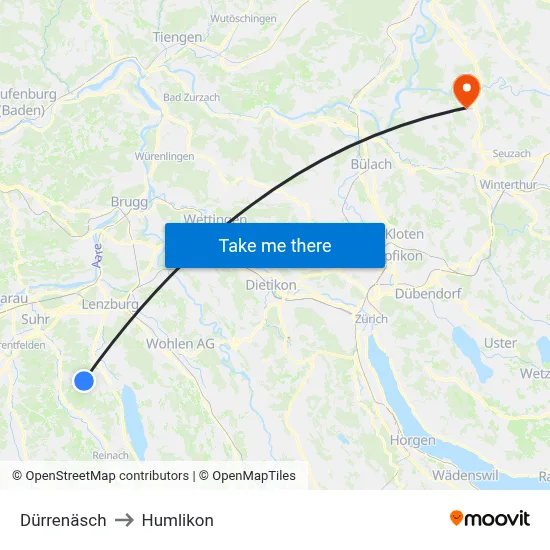 Dürrenäsch to Humlikon map
