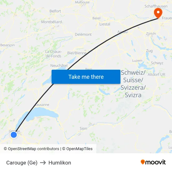 Carouge (Ge) to Humlikon map