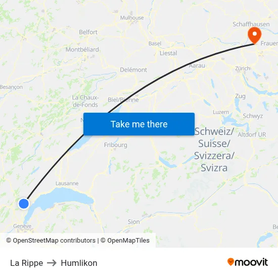 La Rippe to Humlikon map