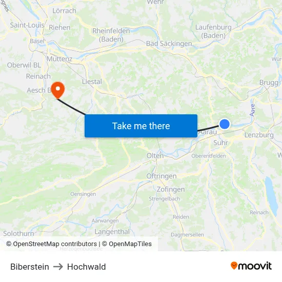 Biberstein to Hochwald map