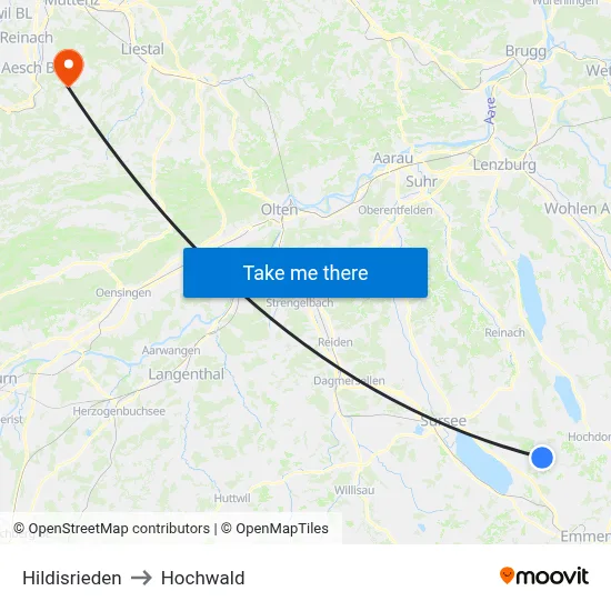 Hildisrieden to Hochwald map