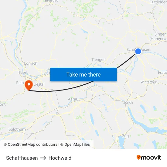Schaffhausen to Hochwald map