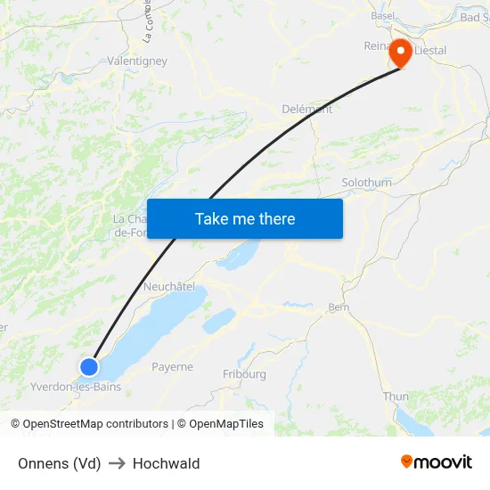 Onnens (Vd) to Hochwald map