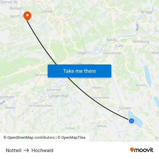 Nottwil to Hochwald map