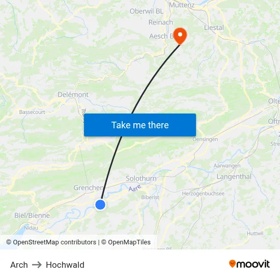 Arch to Hochwald map