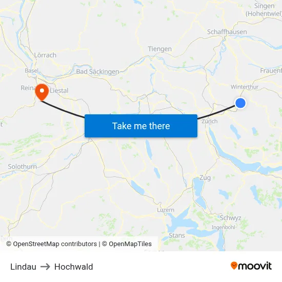 Lindau to Hochwald map