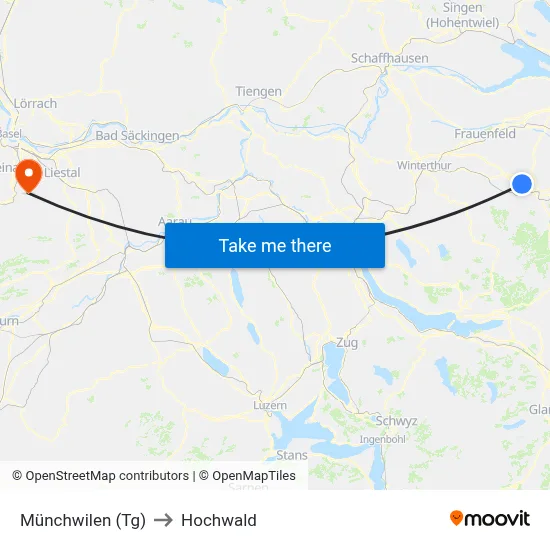 Münchwilen (Tg) to Hochwald map