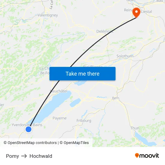 Pomy to Hochwald map