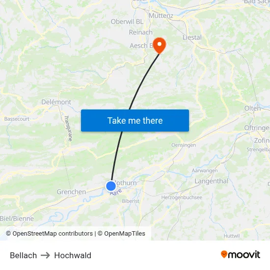 Bellach to Hochwald map
