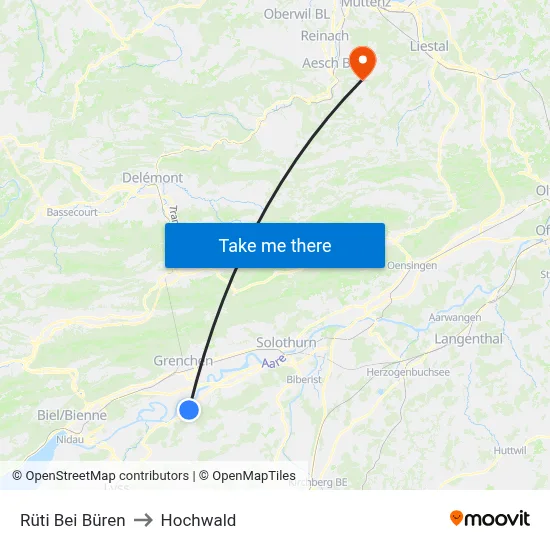 Rüti Bei Büren to Hochwald map