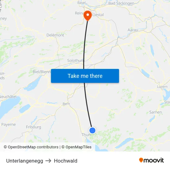 Unterlangenegg to Hochwald map