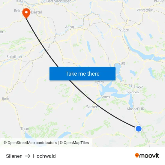 Silenen to Hochwald map