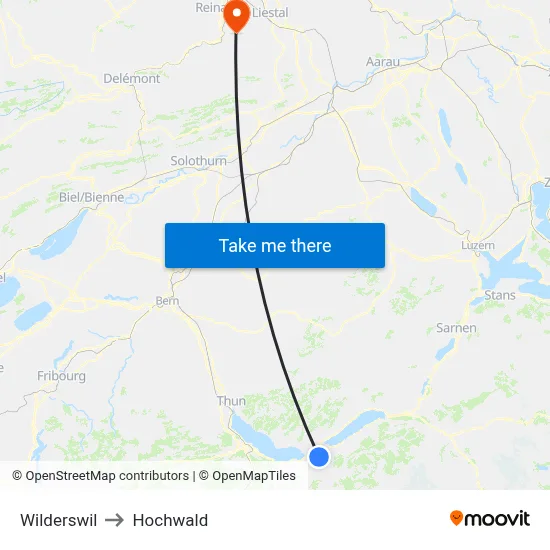 Wilderswil to Hochwald map