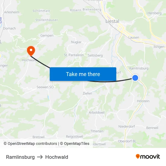 Ramlinsburg to Hochwald map