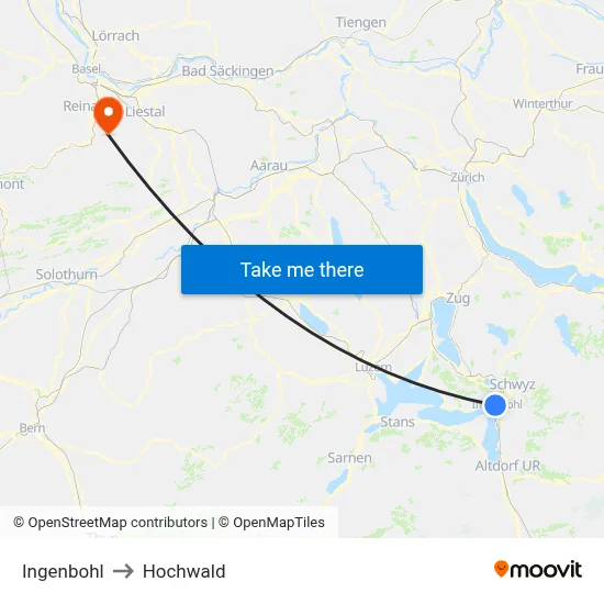 Ingenbohl to Hochwald map
