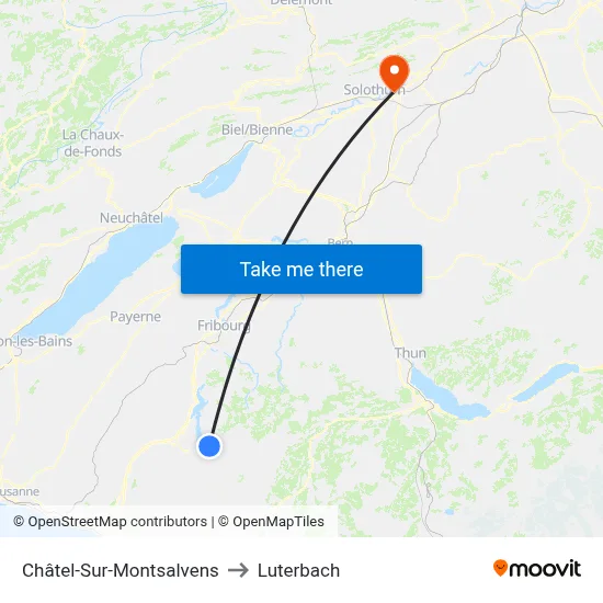 Châtel-Sur-Montsalvens to Luterbach map